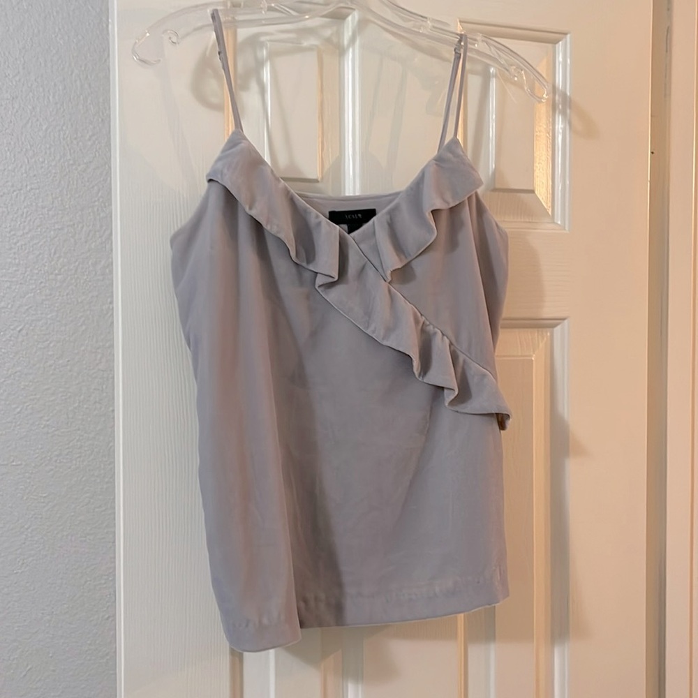 J. Crew spaghetti strap party top, silver, size 0